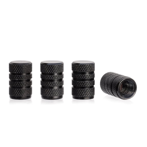 TireCapKings Tire Valve Caps Anodized Aluminum, Anti-Rust, Corrosion Resistant, Universal Fit, Easy Install, 4-Pack, Black