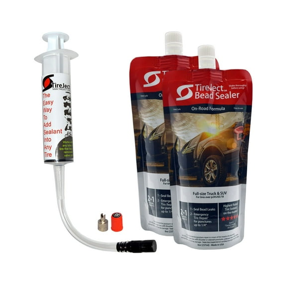 TireJect Automotive Full-Size Truck/SUV 2-in-1 Tire Sealant & Bead Sealer Kit 2-Pack with Injector