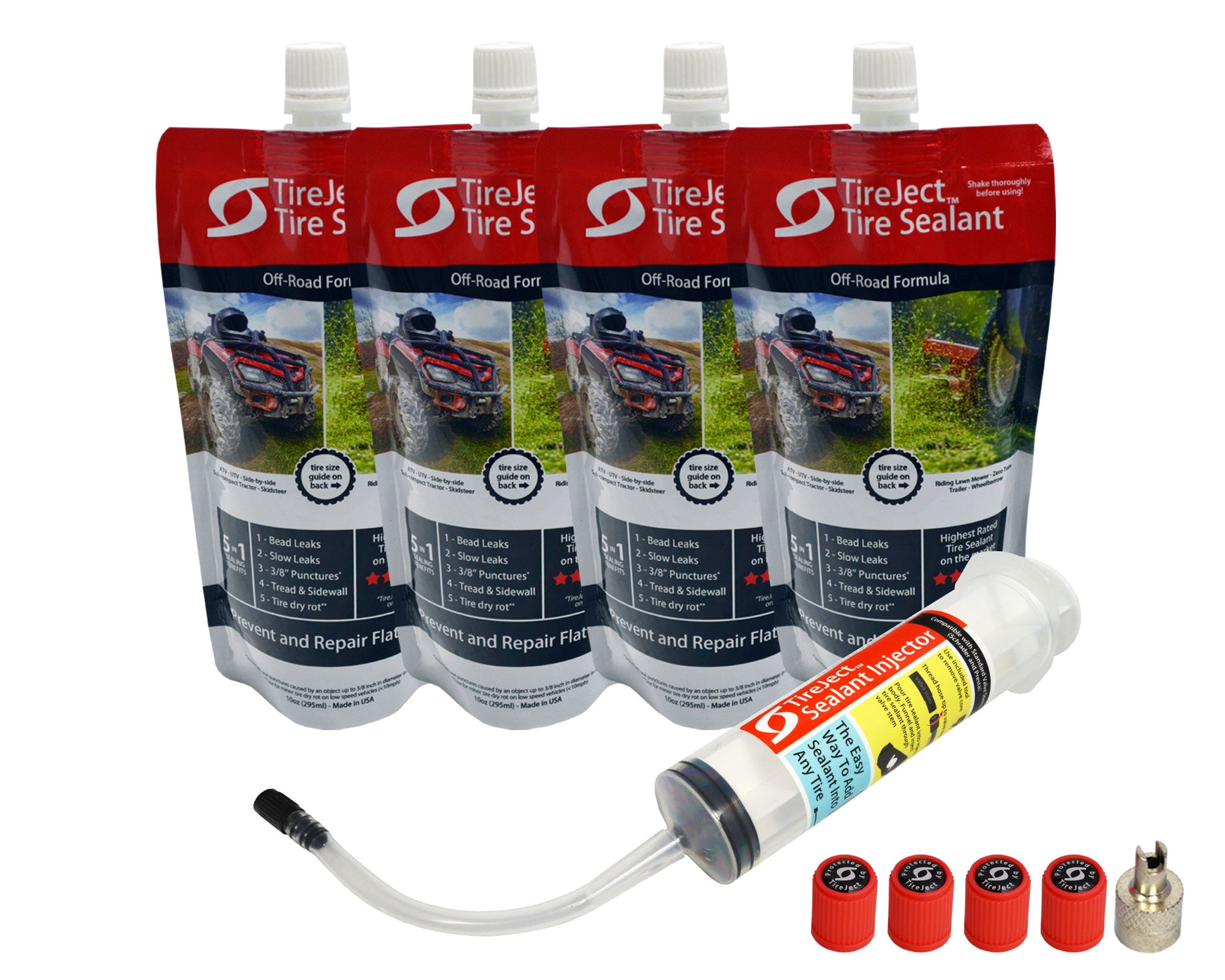 TireJect Repair Sealant Kit Prevents Flat Tires, Fixes Leaks (40oz