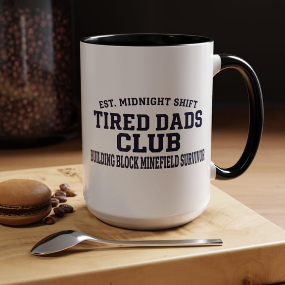 Tired Dads Club Building Block Minefield Survivor Mug Funny Dad Coffee Mug Fathers Day Gift for Dad Retro Varsity Dad Mug 11oz 15oz