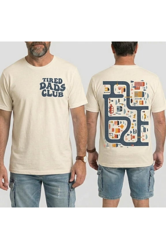 Tired Dads Club Interactive Car Road Back Print Dad Play Road Map T-Shirt All Size S-3XL