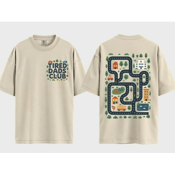 Tired Dads Club Shirt, Cute Tired Dads Club Shirt, Play Cars On Dads Back, Mat Road Car Race Track Shirt, Father's Day Gift TH290508