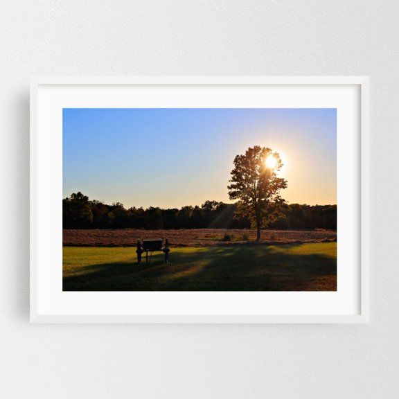 Tired Day - Manassas Virginia Photography Sunset Landscape Rural Nature Scenic Autumn Pastoral White Framed Wall Art Print 24 x 36 inches