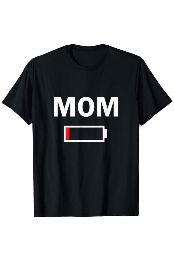 Tired Mom Low Battery Funny Graphic Women Short Sleeve T-Shirt