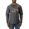 thumbnail image 1 of Tired Sleeping Cat | I Wish I Was My Cat Funny Colorful Kitty | Dean Russo Art Animal Lover Mens Long Sleeve Shirt, Heather Black, Small, 1 of 6
