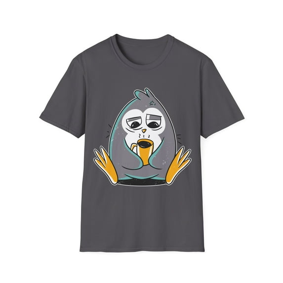 Tired Sleepy Coffee Loving Penguin Graphic Novelty Art