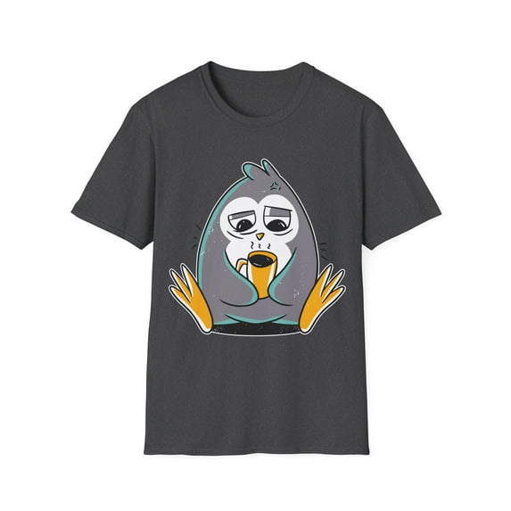 Tired Sleepy Coffee Loving Penguin Graphic Novelty Art
