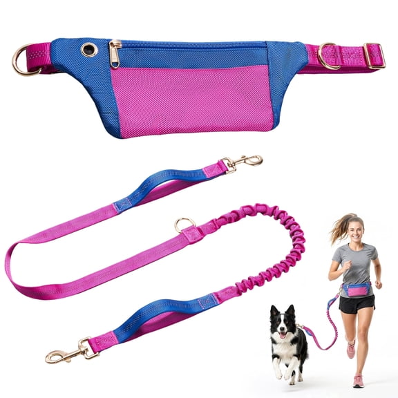 Tirevt Hands-Free Dog Leash: Versatile Color-Block Bungee for Large & Multi-Dog Walking, Modular Tech-Pouch, Sponge-Padded Waist Belt for Running, Hiking & Urban Strolls