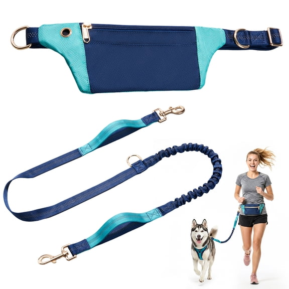 Tirevt Hands-Free Dog Leash: Versatile Color-Block Bungee for Large & Multi-Dog Walking, Modular Tech-Pouch, Sponge-Padded Waist Belt for Running, Hiking & Urban Strolls