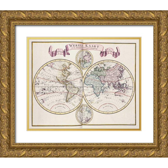 Tirion, Isaak 14x12 Gold Ornate Wood Framed with Double Matting Museum Art Print Titled - Nieue Hand-Atlas