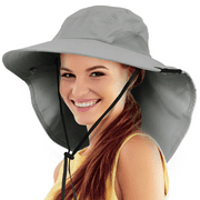 Tirrina Women's Outdoor Sun Protection Fishing Cap with Neck Flap Wide Brim Mesh Hat for Travel Camping Hiking Hunting