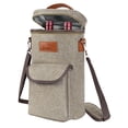 thumbnail image 1 of Tirrinia 2 Bottle Wine Gift Tote Carrier, Leakproof and Insulated with large pockets Wine Cooler Bag for Travel, Wine Tasting, Party, Dinner, Great Christmas Gift for Wine Lover, Grey, 1 of 7