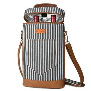 Graham Weekender Bag - 6 Bottle Travel Wine Carrier - Insulated Wine Bag Cooler Wine Lover Gift - Home Wet Bar