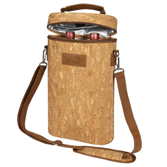Tirrinia 2 Bottle Wine Tote Carrier - Leakproof & Insulated Padded Versatile Wine Cooler Bag