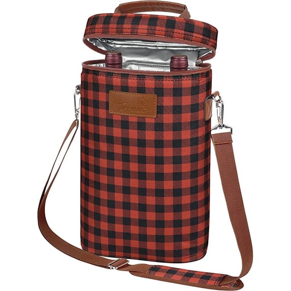 Tirrinia 2 Bottle Wine Tote Carrier - Leakproof & Insulated Padded Versatile Wine Cooler Bag