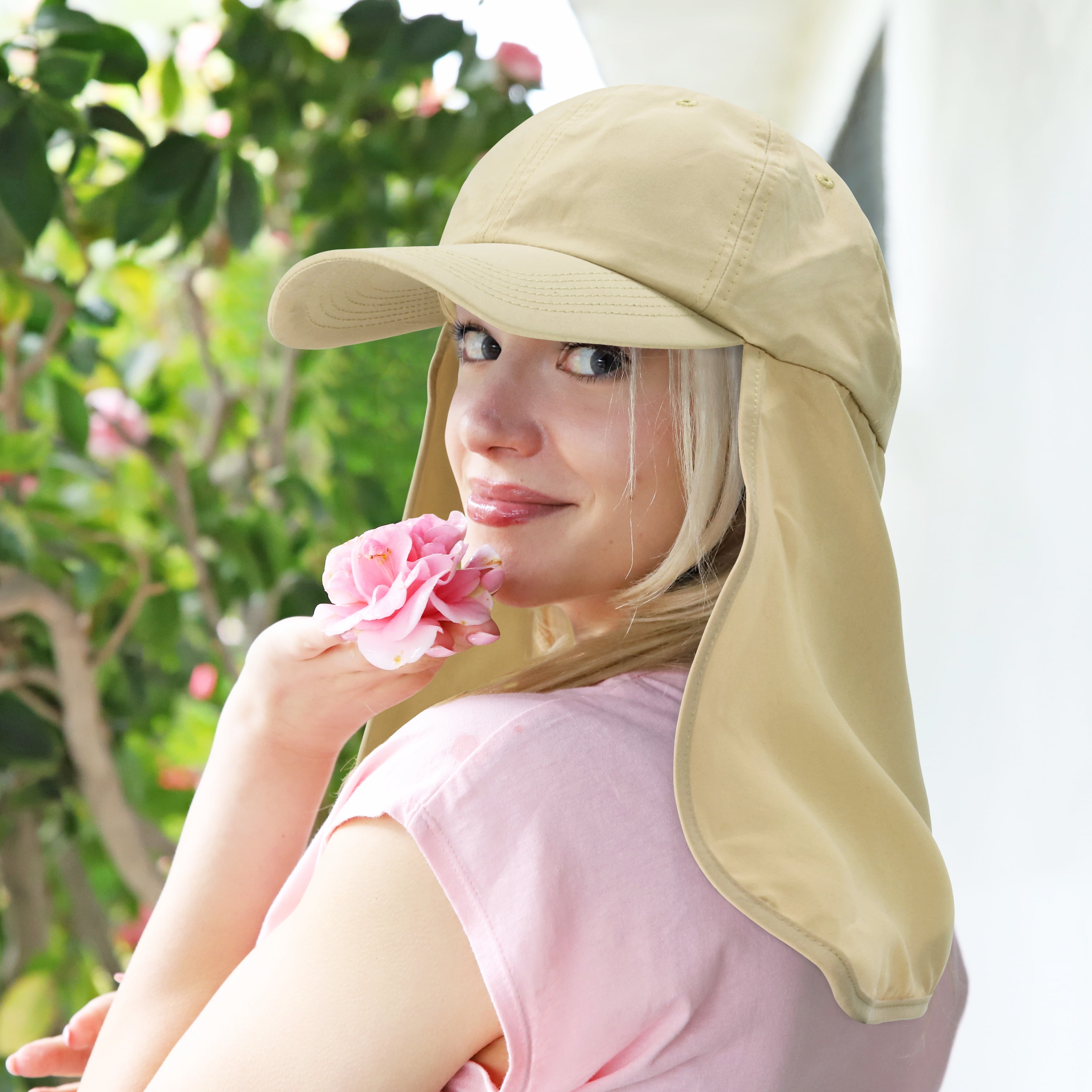 Solaris Outdoors UPF 50+ UV Sun Protection Fishing Hat with Neck Flap Backpacking, Khaki