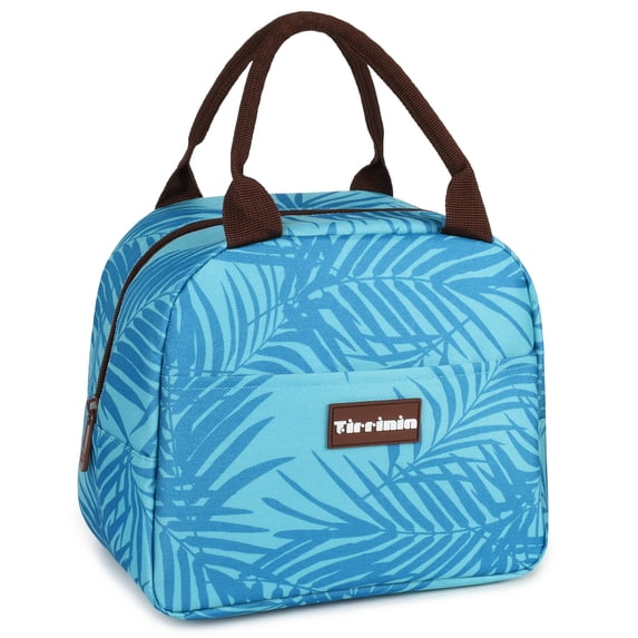 Tirrinia Insulated Lunch Bag, Mothers Day Gifts for Mom, Blue Leaf Print Lunch Box, Reusable Thermal Leakproof for Work Office Picnic Travel School, Small Cooler and Gift Idea
