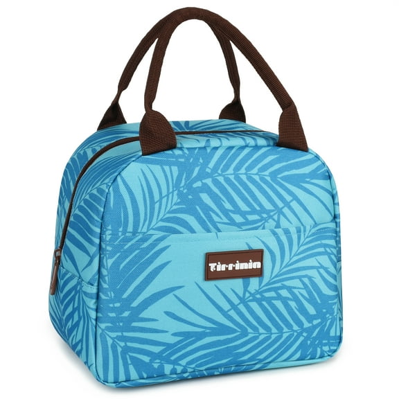 Tirrinia Insulated Lunch Bag, Mothers Day Gifts for Mom, Blue Leaf Print Lunch Box, Reusable Thermal Leakproof for Work Office Picnic Travel School, Small Cooler and Gift Idea