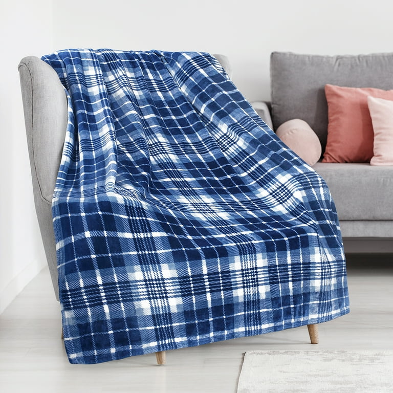 Blue Buffalo Check Blue Check Throw Blanket Tirrinia Buffalo Plaid