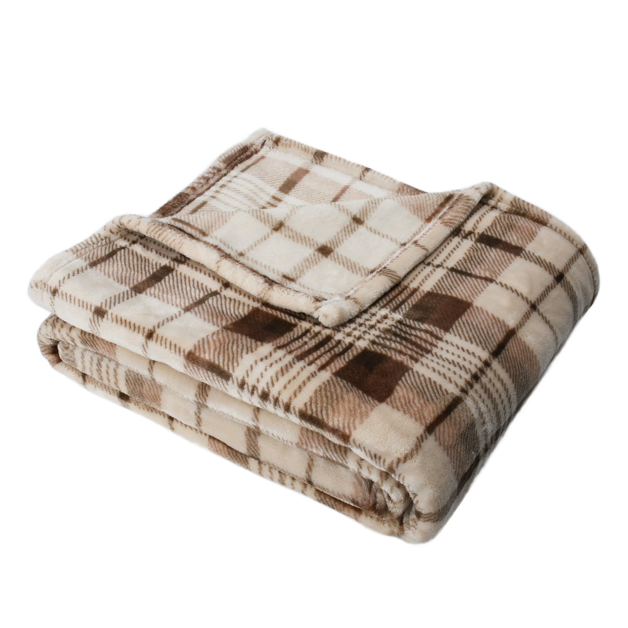 Tirrinia Brown Buffalo Plaid Fleece Blanket 50’’ X 60’’ Flannel TV Throw Microfiber-Super Soft & Comfy for Bedding Sofa Car Camping, All Seasons, Machine Washable