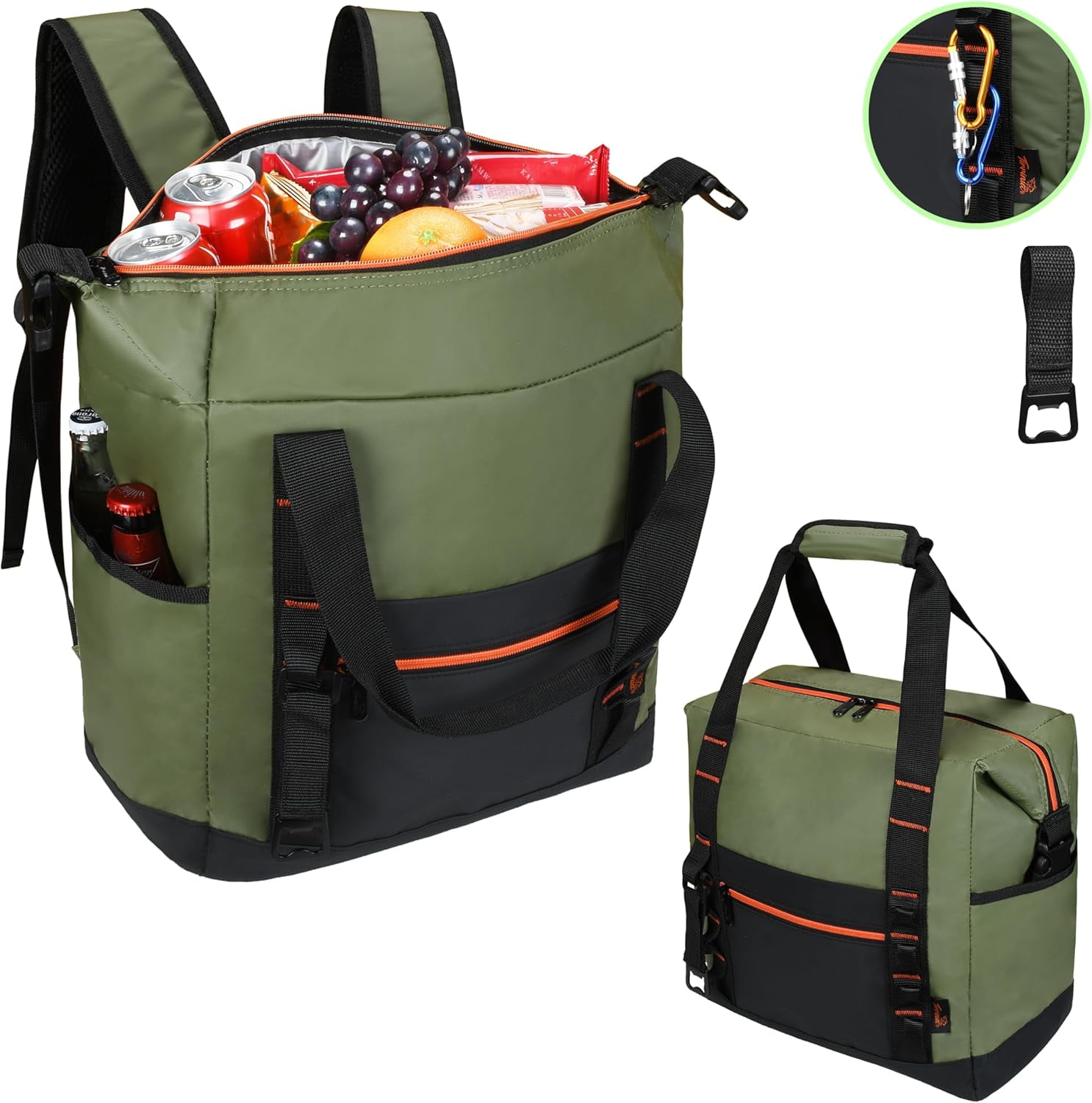 Tirrinia Camping Cooler Bag Insulated, Shoulder Strap and Bottle Opener ...