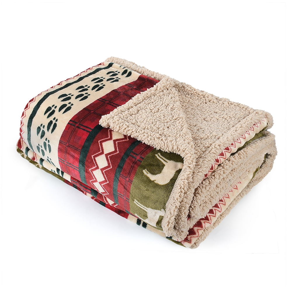 Tirrinia Christmas Sherpa Blanket Queen Size Bedding Fleece Reversible