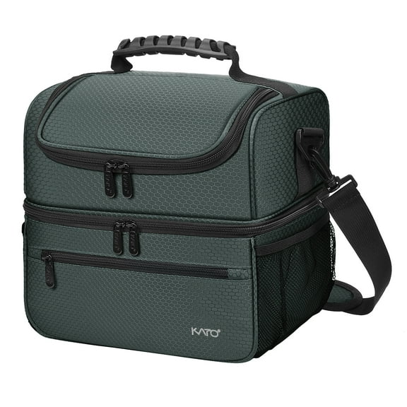 Tirrinia Extra Large Lunch Bag For Women Men 13L/22 Can, Insulated Leakproof Adult Reusable Lunch Box Meal Prep Bento Box Cooler Tote with Dual Compartment, Grey