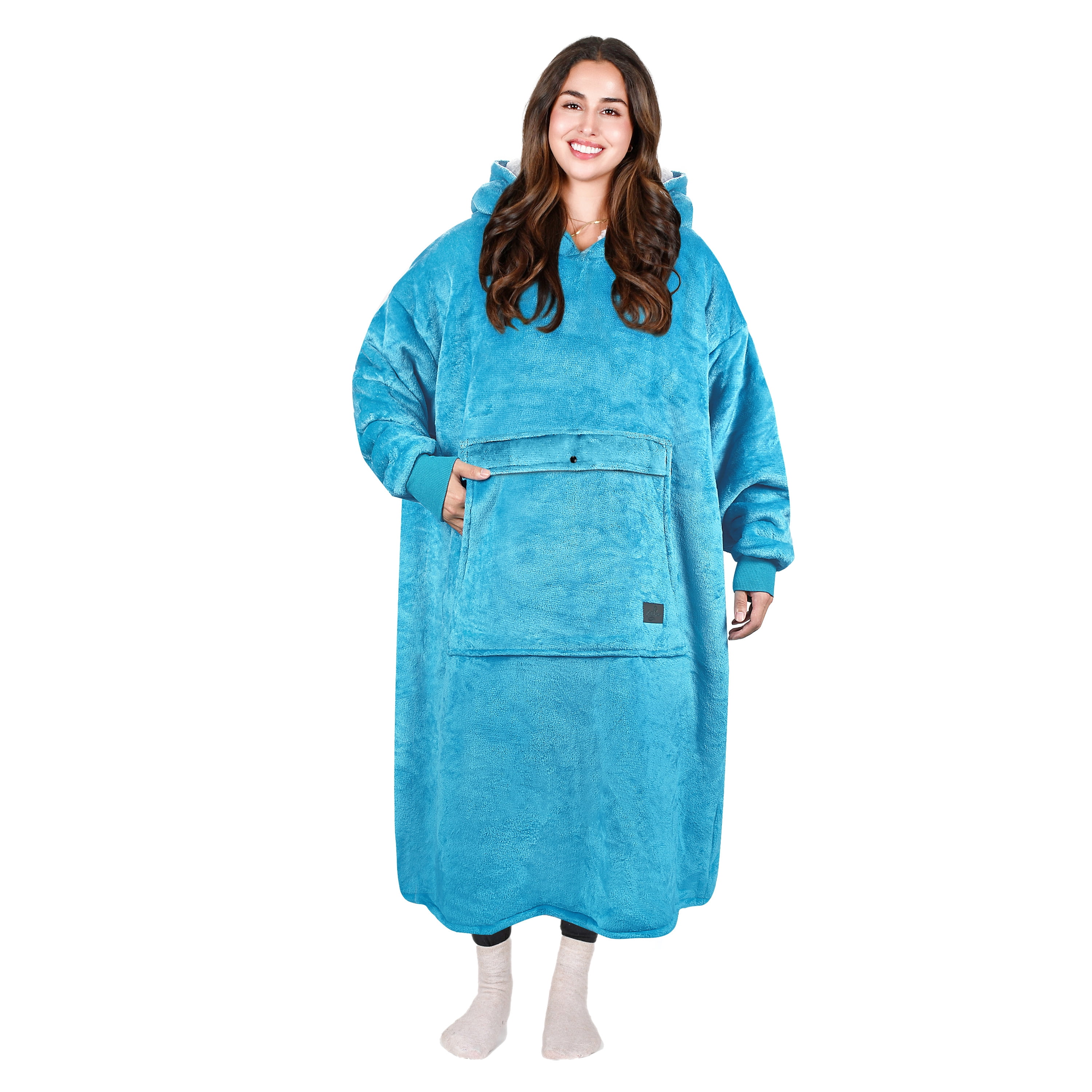 Tirrinia Extra long Oversized Hoodie Blanket Sweatshirt Comfortable Sherpa Giant Wearable Blankets Christmas Gifts for Adults Men Women Teenagers Wife Girlfriend Purple