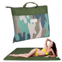 Tirrinia Indoor/Outdoor Blanket, Foldable Picnic Blanket, Waterproof Blanket for Sand and Grass picnics, Green Camouflage, 50" x 60"