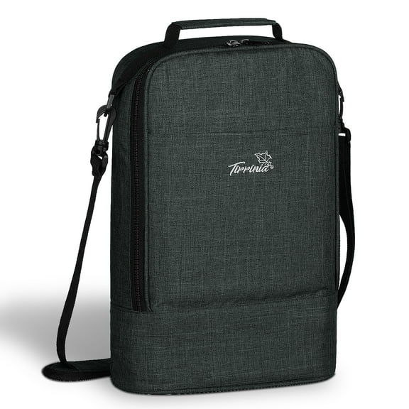 Tirrinia Insulated 2 Bottle Wine Carrier Tote Cooler Bag for Travel Picnic Padded Champagne Glass