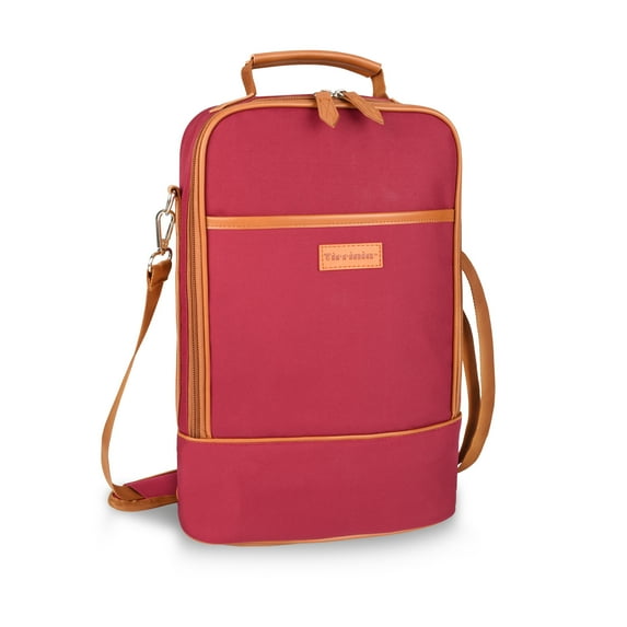 Tirrinia Insulated 2 Bottle Wine Carrier Tote Cooler Bag for Travel Picnic Padded Champagne Glass