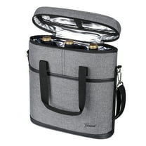 Tirrinia Insulated 3 Bottle Wine Carrier Tote Cooler Bag for Travel Picnic Padded Champagne Glass Carrying Case