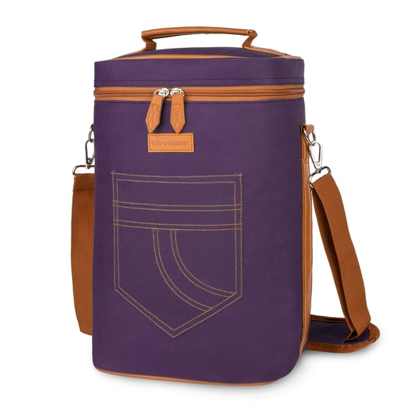 Tirrinia Insulated 4 Bottle Wine Carrier Tote Cooler Bag for Travel Picnic Padded Champagne Glass Carrying Case Leather, Fathers Day Gifts