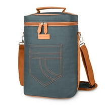 Tirrinia Insulated 4 Bottle Wine Carrier Tote Cooler Bag for Travel Picnic Padded Champagne Glass Carrying Case Leather