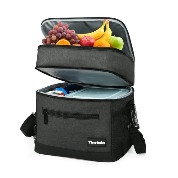 Tirrinia Insulated Lunch Bag, All Ages, Leakproof Reusable Insulated Bag, Lunch Cooler Tote, Black