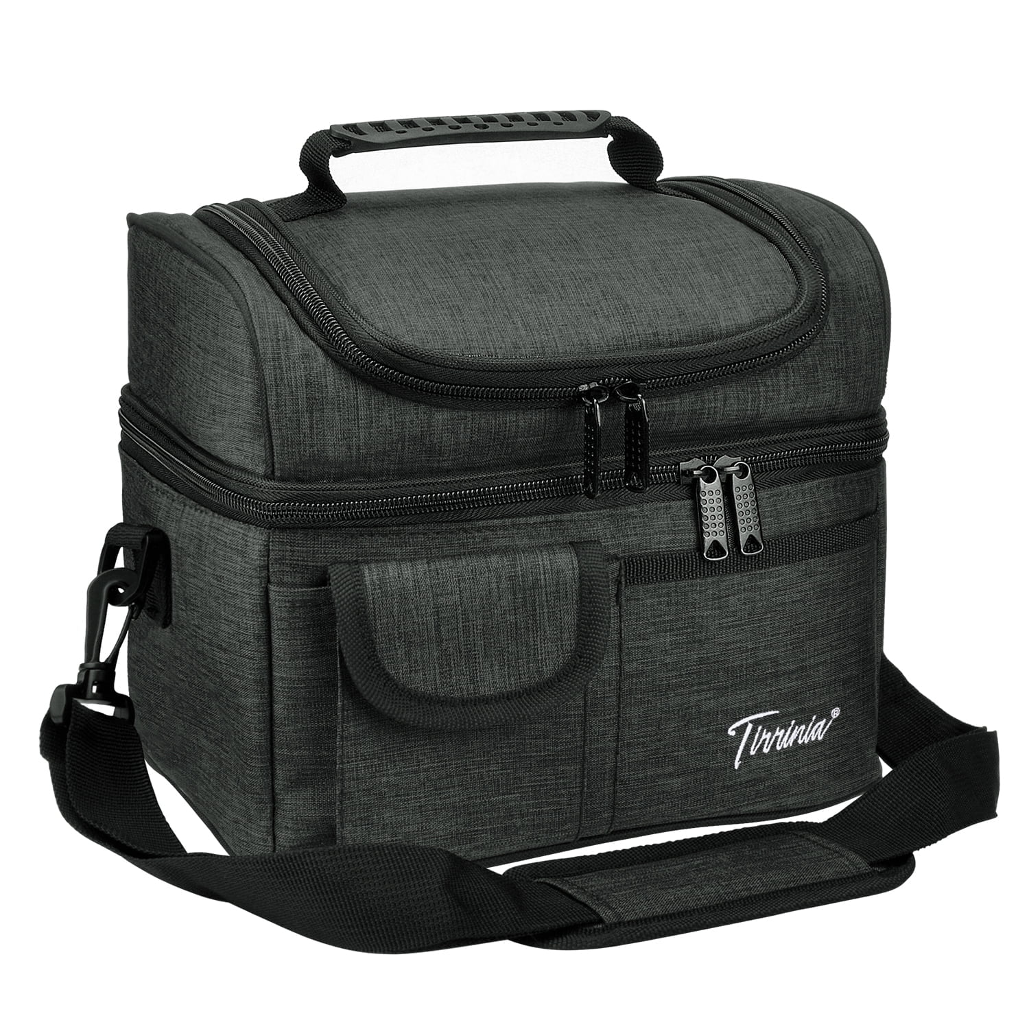 "Tirrinia Insulated Lunch Bag, Leakproof, 10.2"" x 7.5"" x 9"", Thermal Bento Cooler Tote, Dual Compartment, Charcoal"  (图1) "Tirrinia Insulated Lunch Bag, Leakproof, 10.2"" x 7.5"" x 9"", Thermal Bento Cooler Tote, Dual Compartment, Charcoal"  (图1)