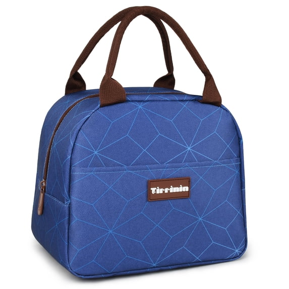 Tirrinia Insulated Lunch Box for Women, Blue Reusable Thermal Lunch Tote, Fits 10 Cans, Navy Diamond