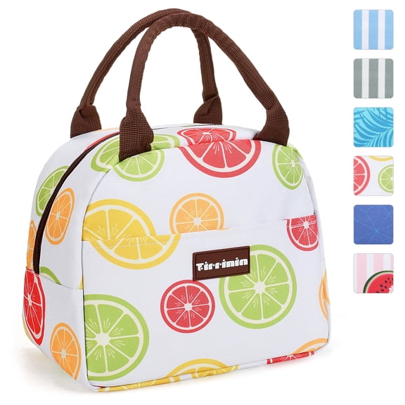 Tirrinia Lunch Box for Women, Cute Lunch Bag Reusable Insulated Lunch Bags,Mini Lunchbag, Small Capacity Lunchbox Cooler for Work Picnic or Travel ,Gifts for women, Yellow Lemon