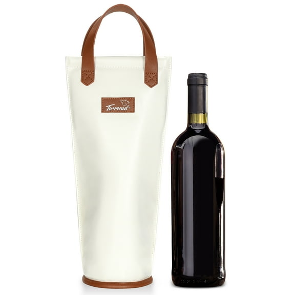 Tirrinia Insulated Single Bottle Wine Drinks Carrier Tote Cooler Bag for Travel Picnic Rainbow Diamond Grid