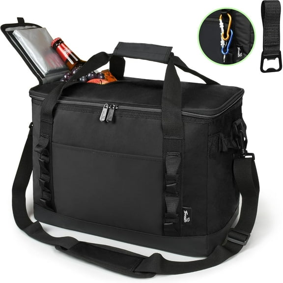 Tirrinia Large Cooler Bag, 48 Cans Insulated Leakproof Soft Ice Chest, Portable Beach Cooler