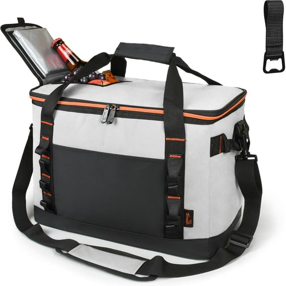 Tirrinia Large Cooler Bag,48 Cans Insulated Leakproof Soft Ice Chest, Portable Beach Cooler