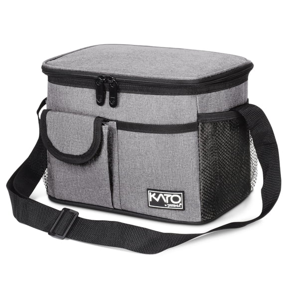 Tirrinia Leakproof Insulated Lunch Bags for Women, Men And Kids, Heat-welded Technology, Thermal Bento Lunch Box Tote, Medium, Gray, 8L/ 15 Cans, 10" x 7" x 7.7"