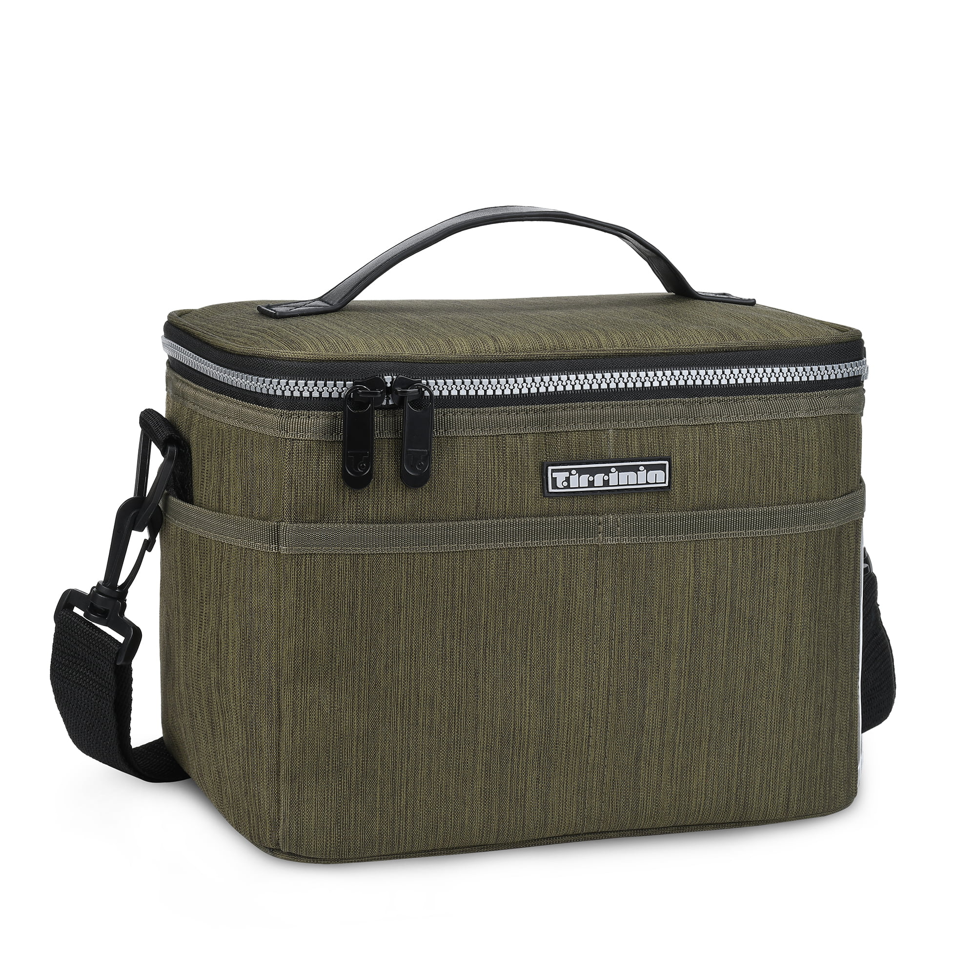 Tirrinia Leakproof Thermal Reusable Insulated Lunch Bag for Men with Leather Handle,Olive - image 1 of 7