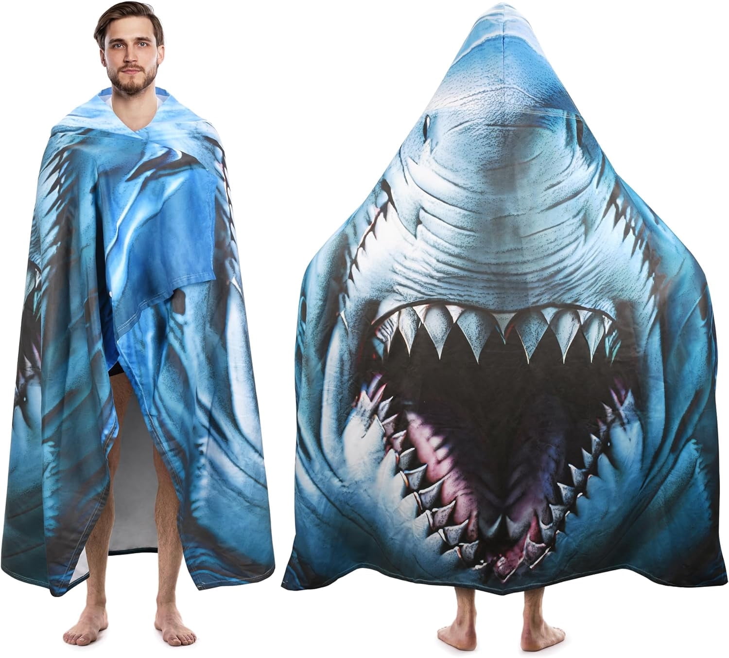 Tirrinia Lightweight Beach Poncho Towel with Hood for Adult, Quick Dry, Travel Surfer Pool