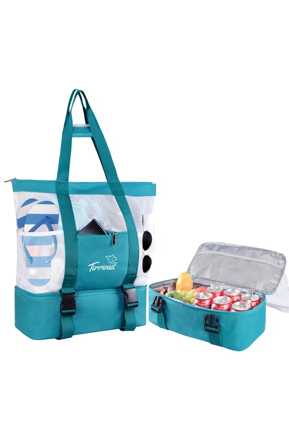 Mesh Beach Bag with Cooler Compartment, Extra Large Totes for Beach Travel, Functional Fashion Beach Bag for Women