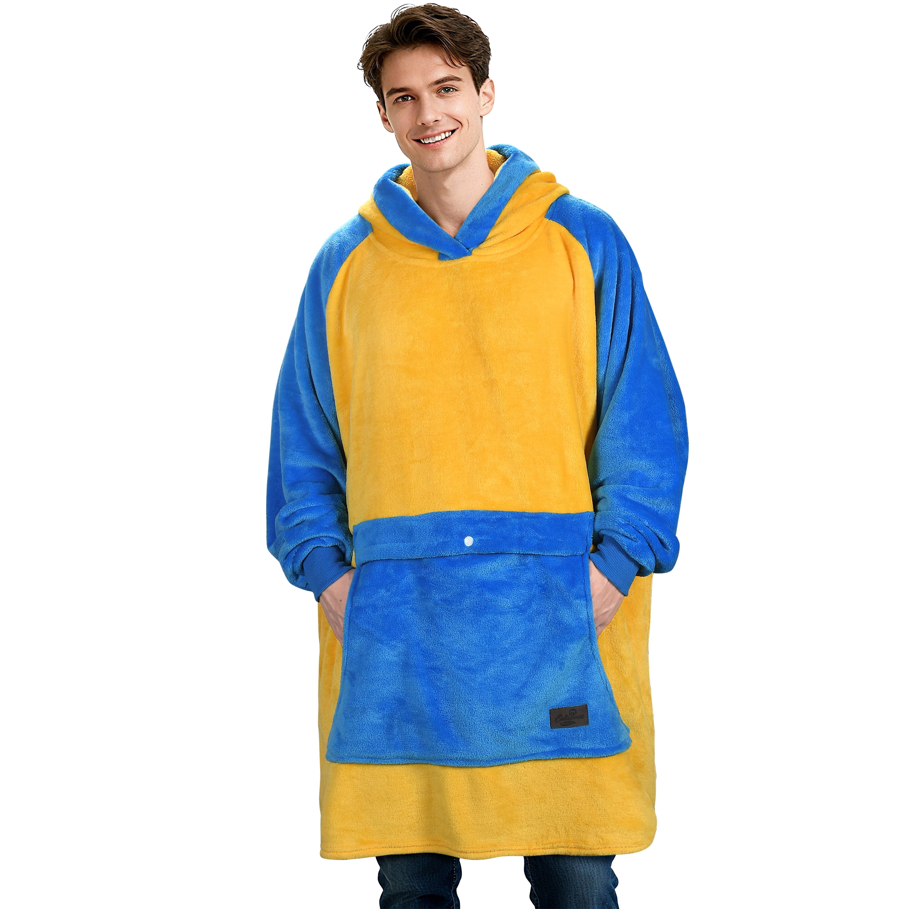 Tirrinia Oversized Blanket Hoodie Sweatshirt, Fleece Pullover with Large Front Pocket, for Adults Men Women, Blue