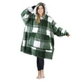 thumbnail image 1 of Tirrinia Oversized Blanket Hoodie, Wearable Fluffy Sherpa Blanket, Cozy Sweatshirt Blanket Gift for Adult Women Men Girlfriend, Black Plaid, 1 of 6