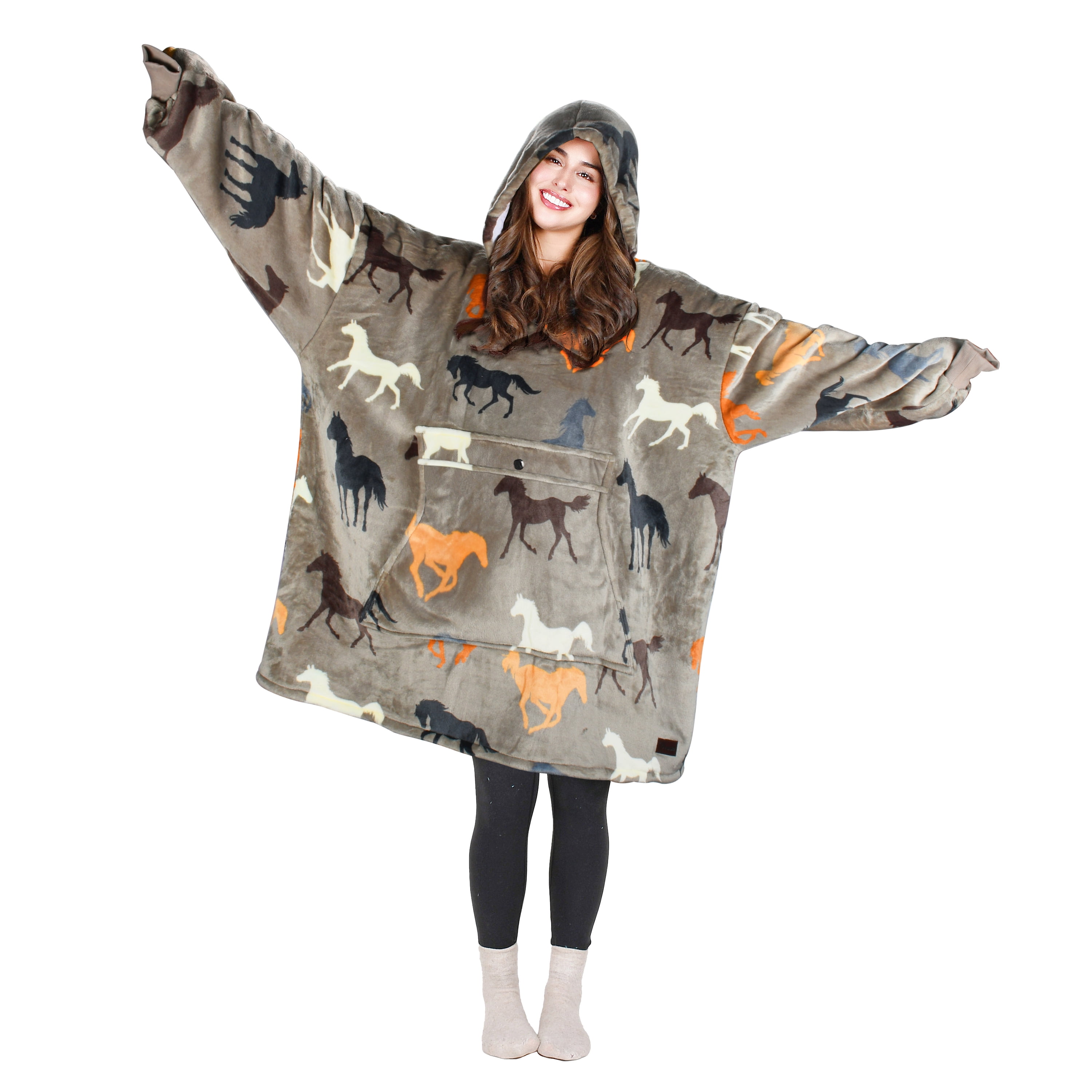 Tirrinia Oversized Blanket Hoodie, Wearable Fluffy Sherpa Blanket, Cozy Sweatshirt Blanket Gift for Adult Women Men Girlfriend