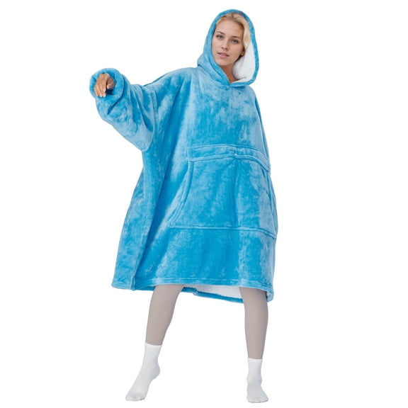 Tirrinia Oversized Blanket Hoodie, Wearable Fluffy Sherpa Blanket, Cozy Sweatshirt Blanket Gift for Adult Women Men Girlfriend