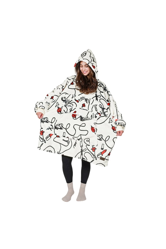 Oversized Blanket Hoodie, Wearable Fluffy Sherpa Blanket, Cozy Sweatshirt Blanket Gift for Adult Women Men Girlfriend